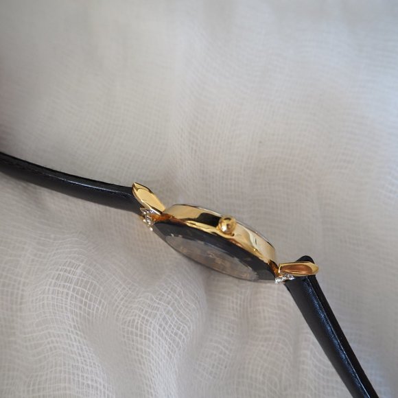 Pierre Nicol gold crystal lug faceted black leather watch - Picture 14 of 14